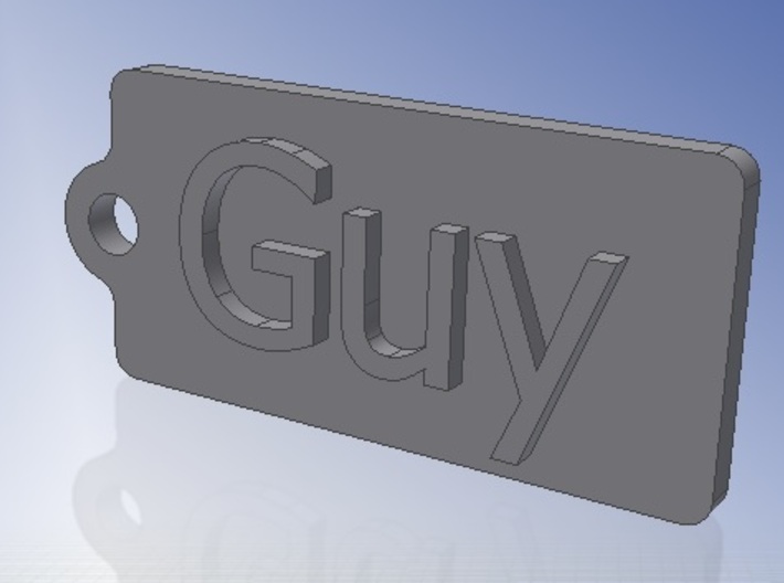 Name Tag Guy Key chain Fob Zipper Tag 2x1x02in 3d printed Render CAD