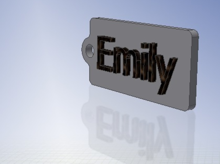 Name Tag Emily Key chain Fob Zipper Tag 2x1x02in 3d printed CAD Render