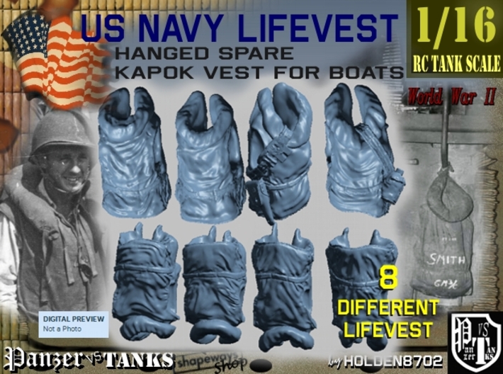 1/16 USN Hanged Kapok Lifevest Set1 3d printed
