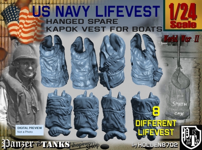 1-24 USN Hanged Kapok Lifevest Set1-0 3d printed