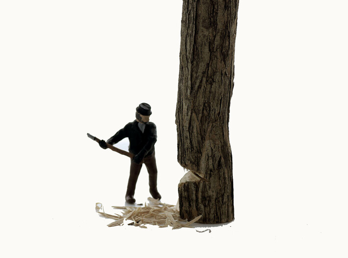 O LOGGING FELLER #1 Figure 3d printed LumberJack CHOPPING DOWN a tree