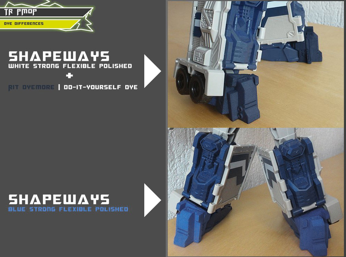 TR PMOP Feet Upgrade Set A 3d printed Showing dye difference