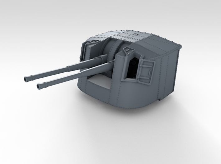 1/350 4.7" MKXII CPXIX Twin Mount x4 3d printed 3d render showing product detail