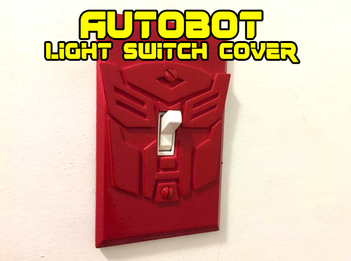 Autobot Faction Symbol Light Switch Plate 3d printed white, strong and flexible print, painted with red spraypaint