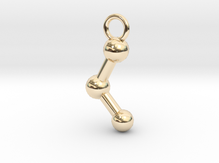 Ethanol Molecule Necklace Keychain Earring 3d printed Alcohol molecule keychain in 14k Gold