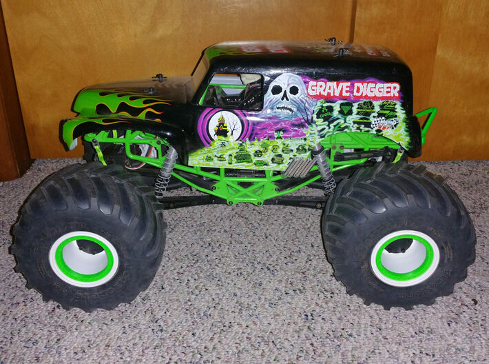 Axial SMT10 Monster Truck Rear Bumper Wheelie Bar 3d printed This is green ABS printed on my home computer.  Shapeways does not offer this color, but their print is a much higher quality.  See the pictures of the black bumper.