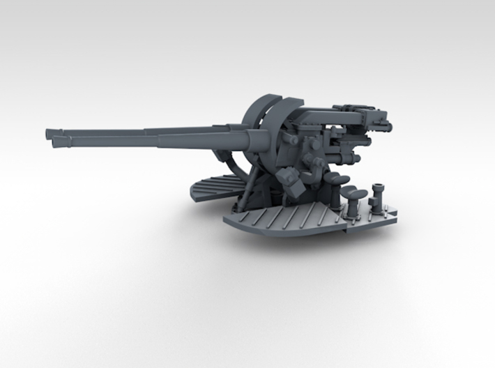 1/500 4.7" MKXII CPXIX Twin Mount x4 3d printed 3d render showing gun mount detail