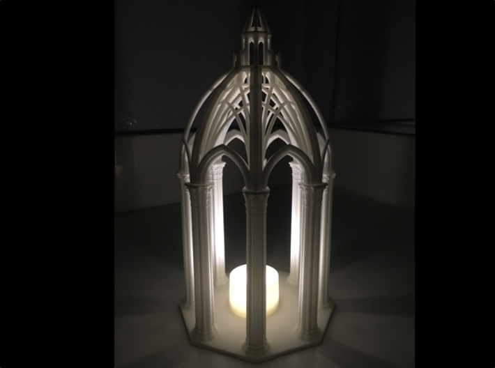 Gothic Chapel 3 Upper 3d printed Chapel lit with LED candle