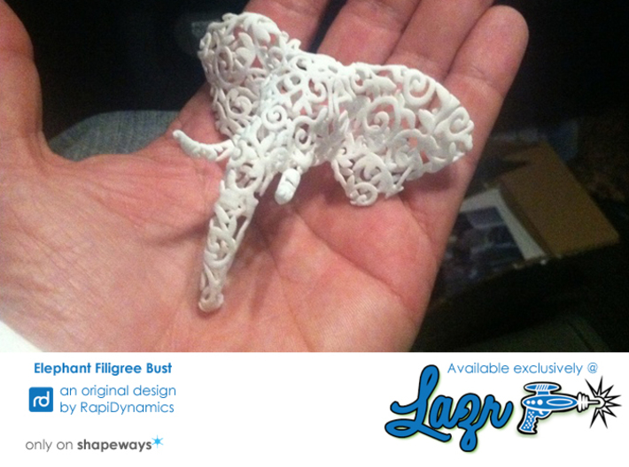 Elephant Filigree Bust 3d printed