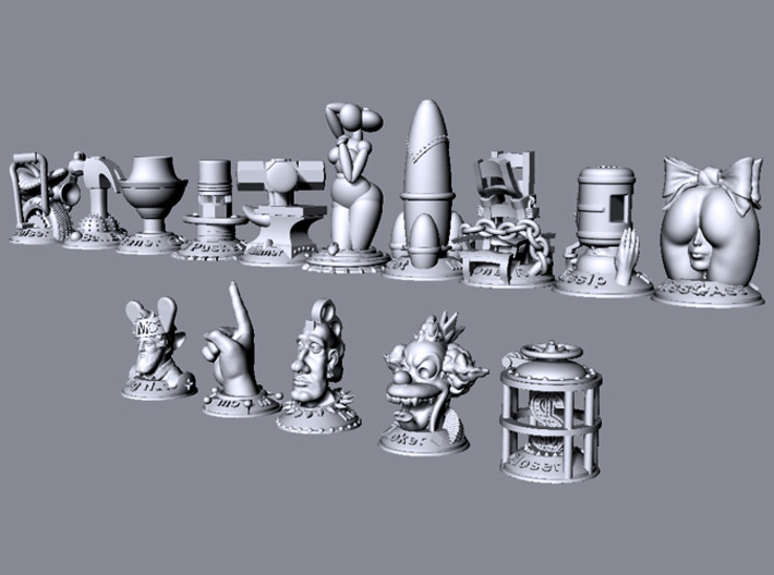 Pencil Pusher  3d printed This image shows the relative size of all models in the collection.