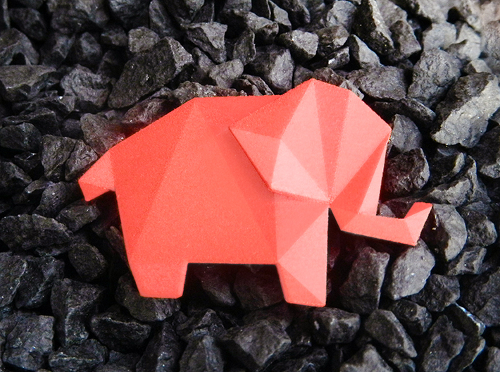 Origami Elephant 3d printed Origami Elephant Pendant in Red, Lovely present for Valentines!
