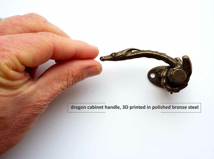 Dragon Cabinet Handle 10 - looking left 3d printed dragon cabinet handle - 3D printed in steel