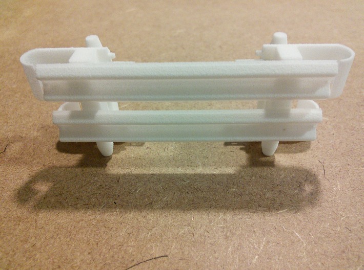 Armco Stubby Nose End On Wooden Posts, 2 pair 3d printed As received in White Nylon Plastic.