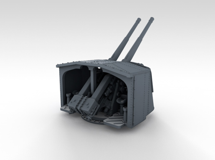 1/350 4.7" MKXII CPXIX Twin Mount x3 40º  3d printed 3d render showing product detail