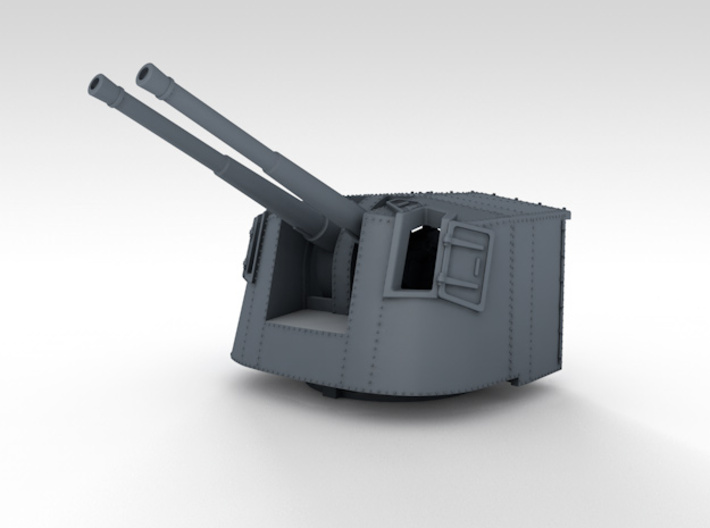 1/350 4.7" MKXII CPXIX Twin Mount x4 25º 3d printed 3d render showing product detail