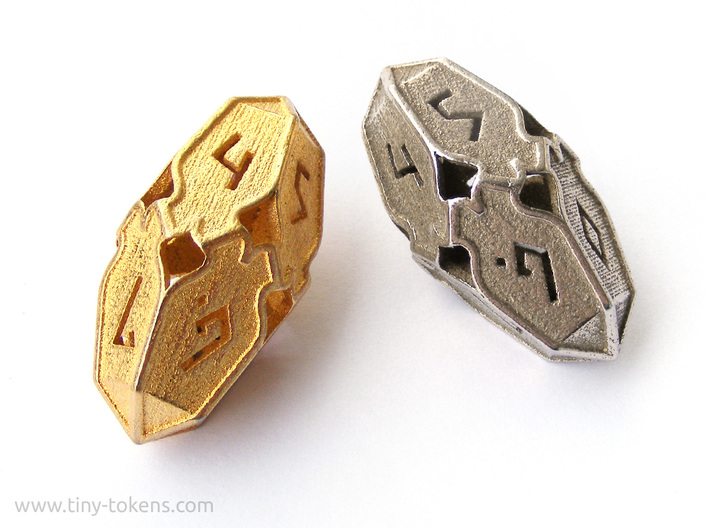 Amonkhet D10 Spindown Life Counter - Large, 3d printed Polished Gold Steel and Stainless Steel.