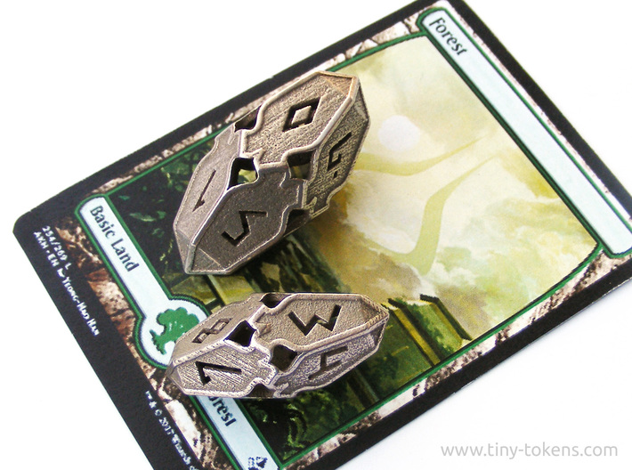 Amonkhet D10 Spindown Life Counter - Small, 3d printed The small version compared to the large version, with a MTG card for scale