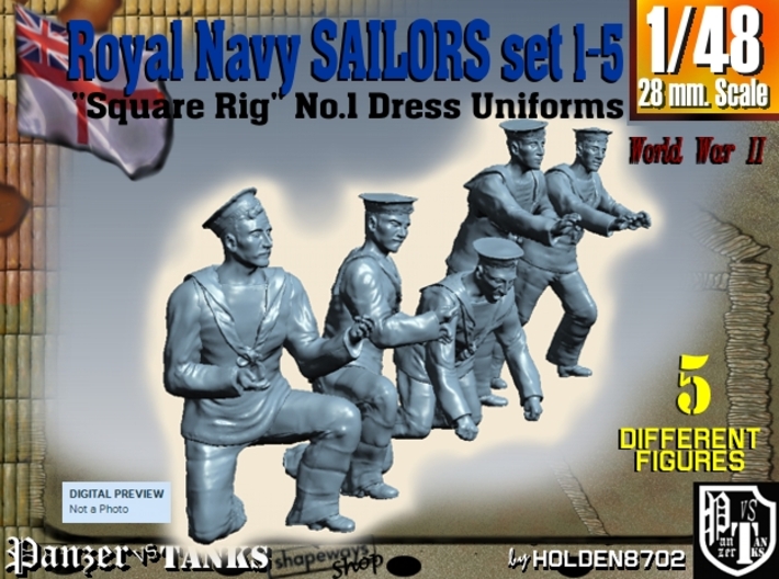 1-48 Royal Navy Sailors Set1-5 3d printed