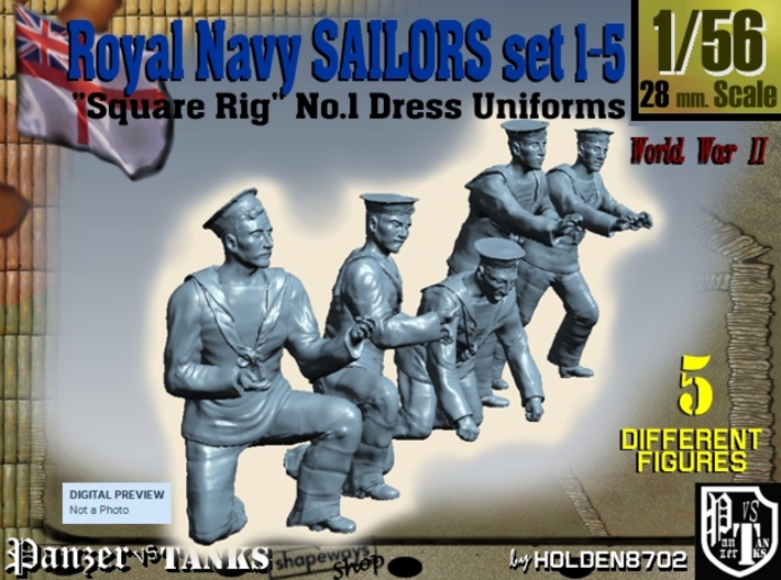 1-56 Royal Navy Sailors Set1-5 3d printed