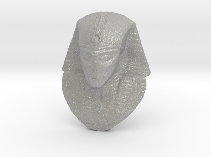Alien Gray Egyptian Pharaoh Head Pendant 1.5&quot; 38mm 3d printed