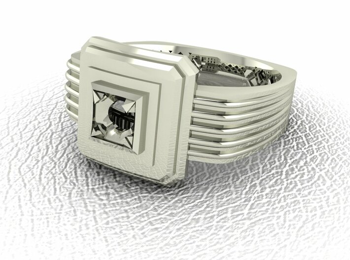 David shape emerald top ring 3d printed