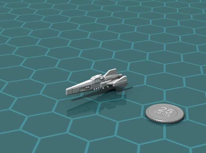 Ikennek Frigate 3d printed Render of the model, with a virtual quarter for scale.