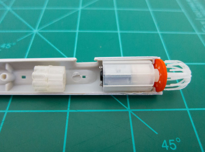 Bussard Dome Assembly - 1:1000 - 01 3d printed Printed part attached to mini motor in kit nacelle part.