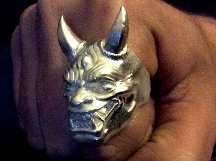 Japanese Hannya Demon 3d printed Raw silver just as I received it.