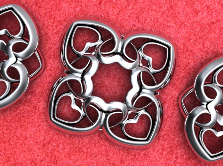 Heart Motif Pendant 3d printed Heart pendant detail with optional earrings reversed