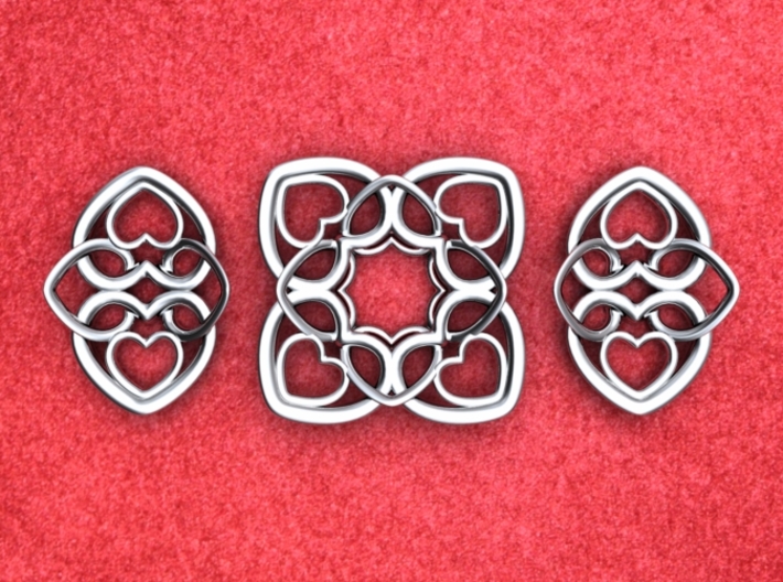 Heart Motif Pendant 3d printed Heart pendant with optional earrings