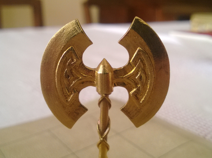 Role Playing Counter: Greataxe 3d printed Detail (Raw Brass)