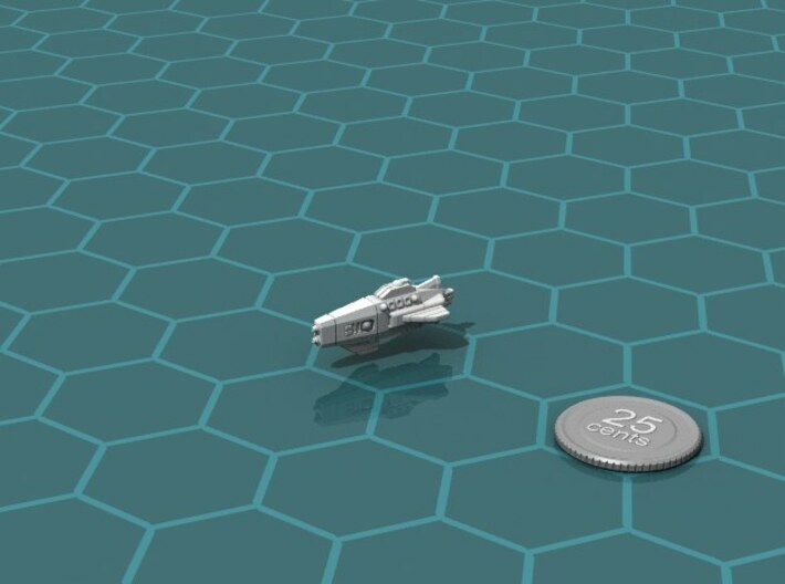 Ikennek Gunboat 3d printed Render of the model, with a virtual quarter for scale.