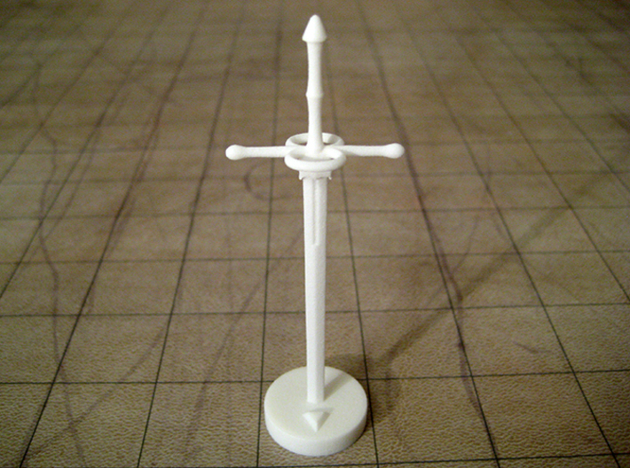 Role Playing Counter: Bastard Sword 3d printed Bastard Sword in Strong & Flexible Plastic (Polished White)