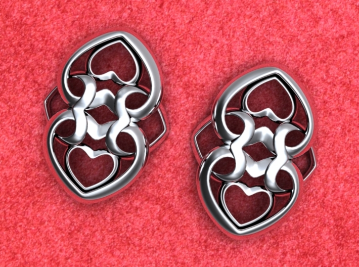 Heart Motif Earring 3d printed Heart motif earrings reverse. NOTE: Order 2 for a pair.