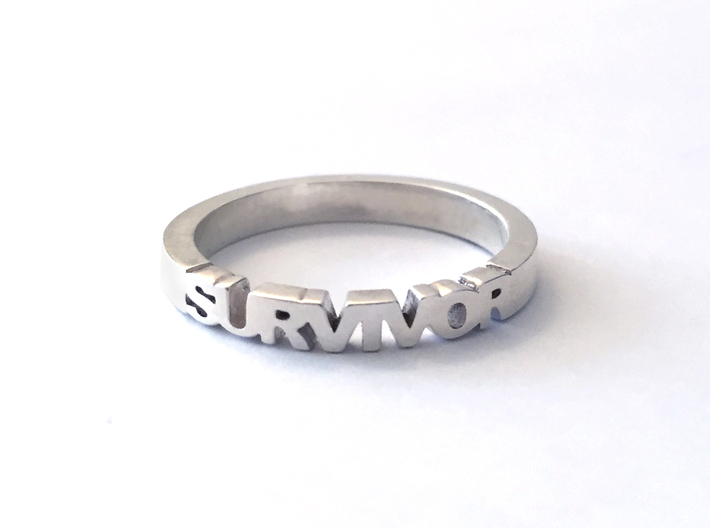 Survivor Ring in Polished Silver, 14k Gold Plated 3d printed