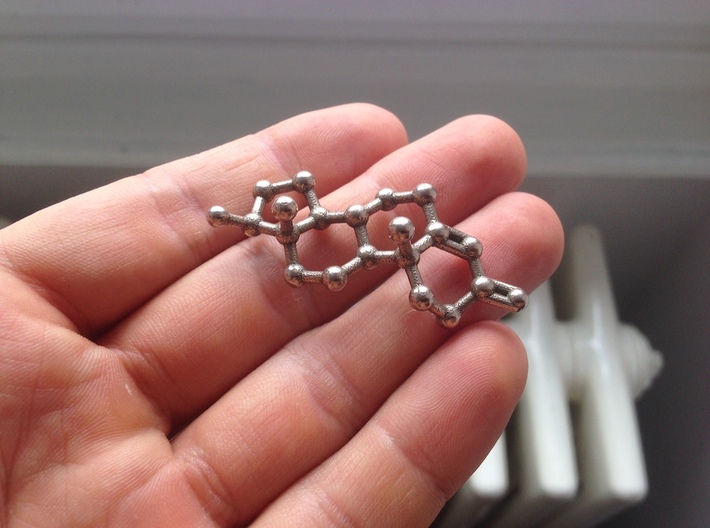 Testosterone (male sex hormone) Keychain Necklace  3d printed Testosterone in Stainless Steel