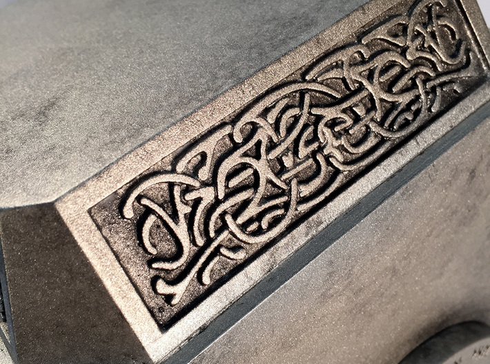 Thor Hammer (Mjolnir) Scroll panel 3d printed Printed and installed on my scratch-built Mjolnir