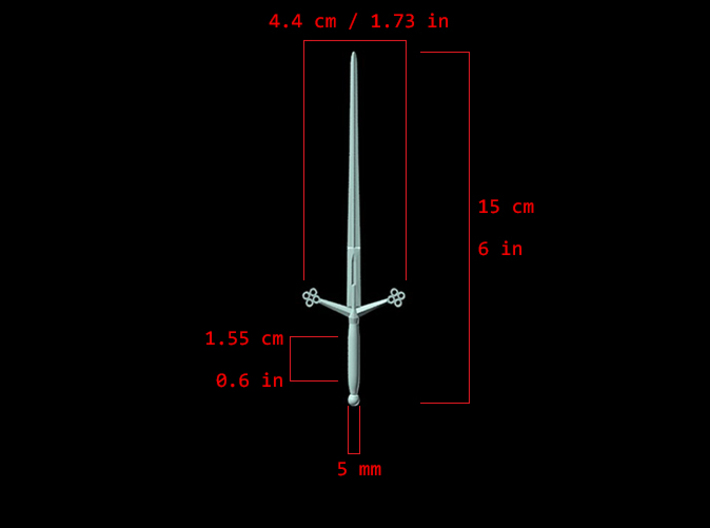 Action Figure Weapon: Claymore (5 mm peg) 3d printed A render of the claymore with some specs