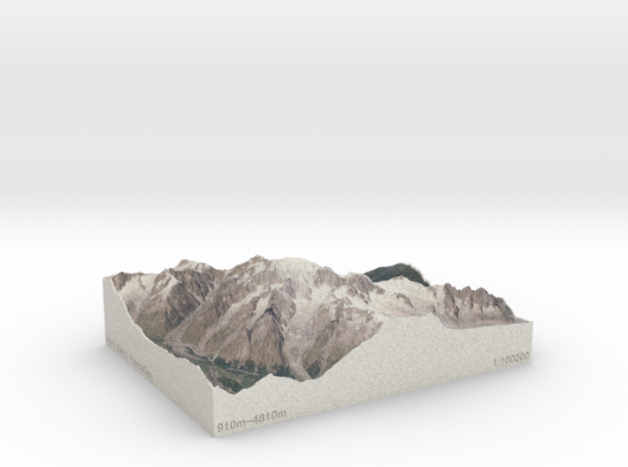 Mont Blanc, France/Italy, 1:100000 Explorer 3d printed 