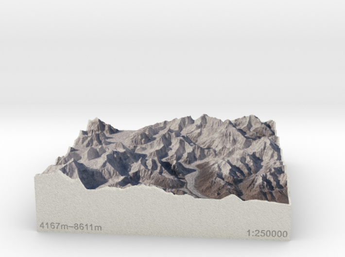 K2/Gasherbrum, Pakistan/China, 1:250000 Explorer 3d printed 