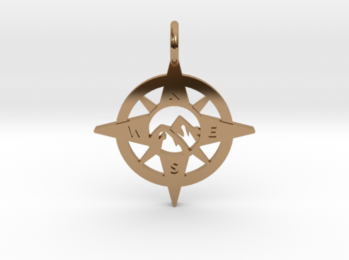 Compass and Mountains Pendant 3d printed