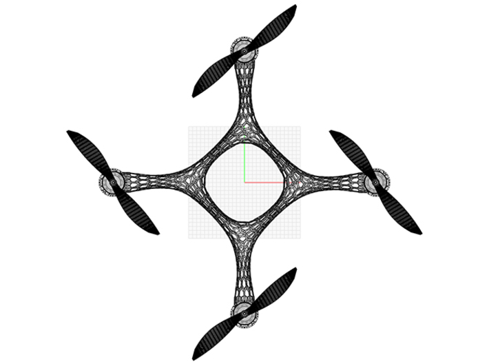 Quadcopter Frame V.1 3d printed topview frame with 7'' props