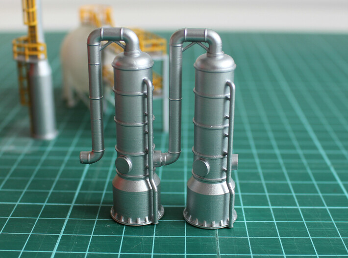 N Scale 3x Exhaust Gas Scrubber 3d printed 2 scrubbers connected together