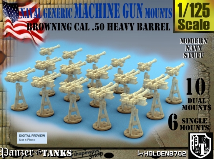 1-125 Cal 50 Modern Naval Mount Set1 3d printed 