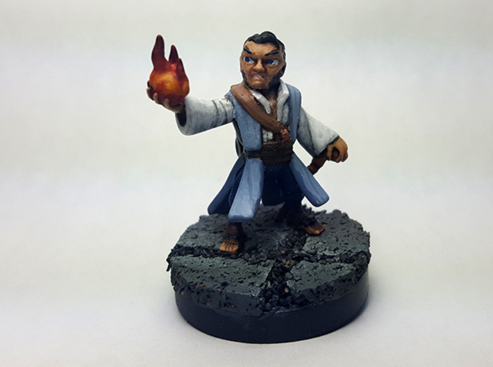 Halfling Wizard 3d printed Painted with acrylic paints on a custom 1 inch base.