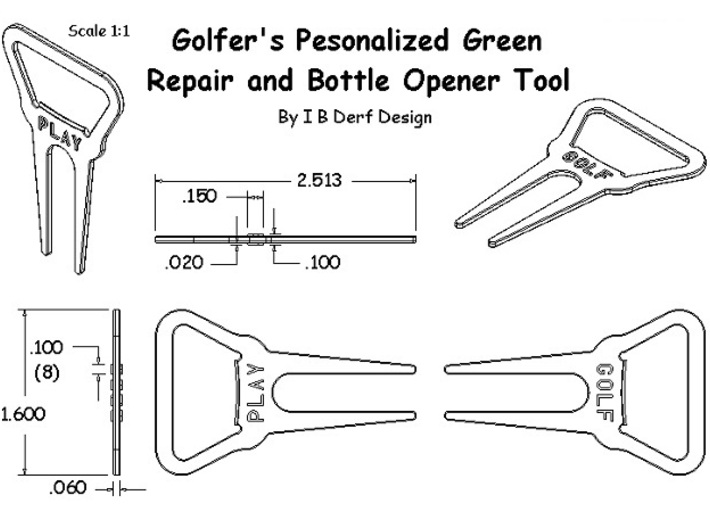 Green Repair Opener Tool 3d printed Shown with default letters if ordering now, can arrange for personalized lettering.