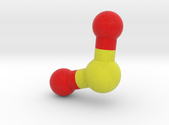 Sulfur dioxide Molecule Model. 4 Sizes. 3d printed