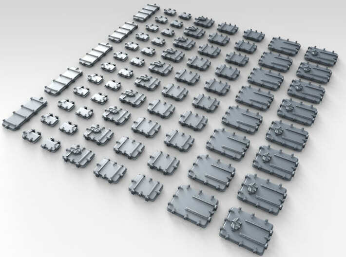 1/400 Royal Navy Assorted Deck Hatches Only x75 3d printed 3d render showing product detail