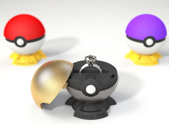 Pokeball Pokemon Go &quot;Ring Box&quot; METALLIC TOP COVER 3d printed This listing includes only the Metallic Top Cover, buy the other parts in the links in the description.