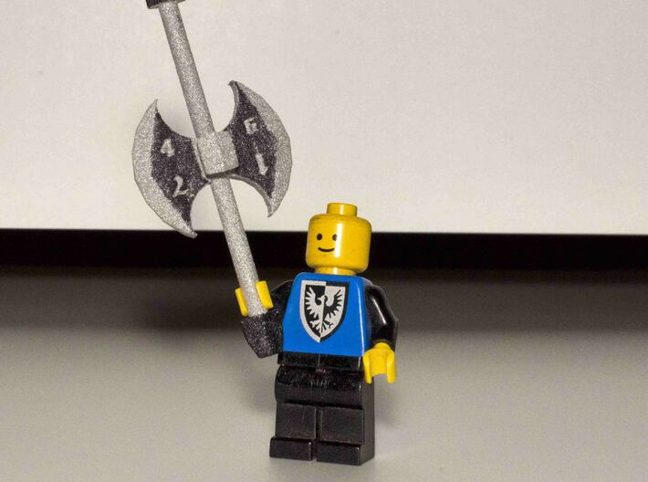 Battleaxe D8 3d printed Hand-inked using a permanent marker.  Lego figure not included.